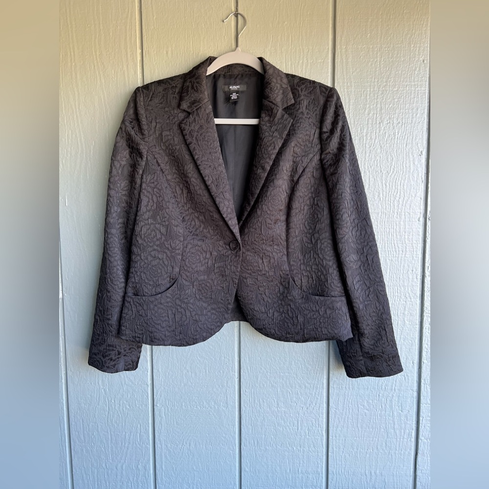 Alfani Black Jacquard Evening Wedding Formal Party Blazer Jacket